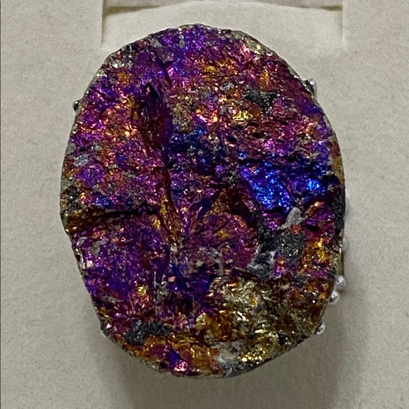 Jewelry - Iridescent Chalcopyrite Peacock Ore Statement Ring